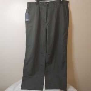 GAP Easy Twill Olive Green Straight Wide-Leg Pants